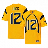 West Virginia Mountaineers 12 Oliver Luck Gold College Football Jersey Dzhi,baseball caps,new era cap wholesale,wholesale hats